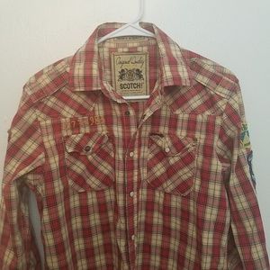 Scotch & Soda "Chicago" Plaid Pearl Snap Shirt Med